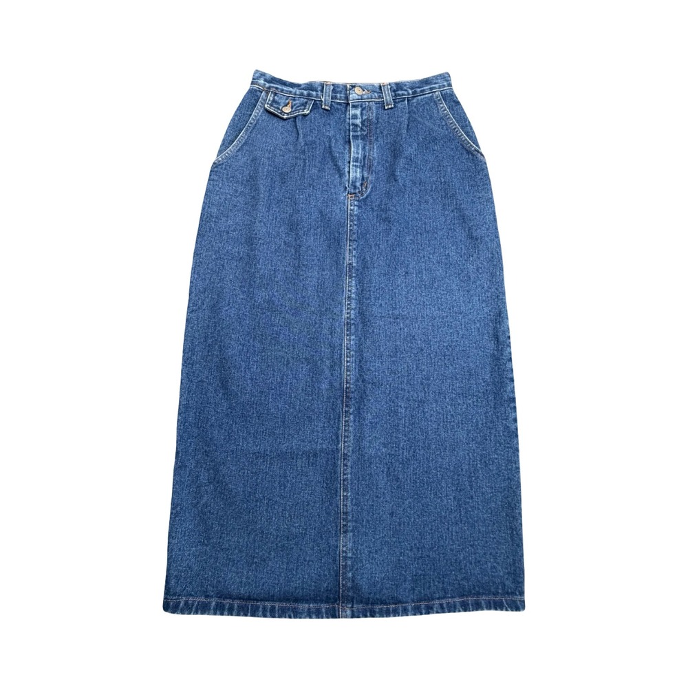 Vivaldi Denim Maxi Skirt Womens 26x32 Blue High Waisted Vintage Cotton Workwear
